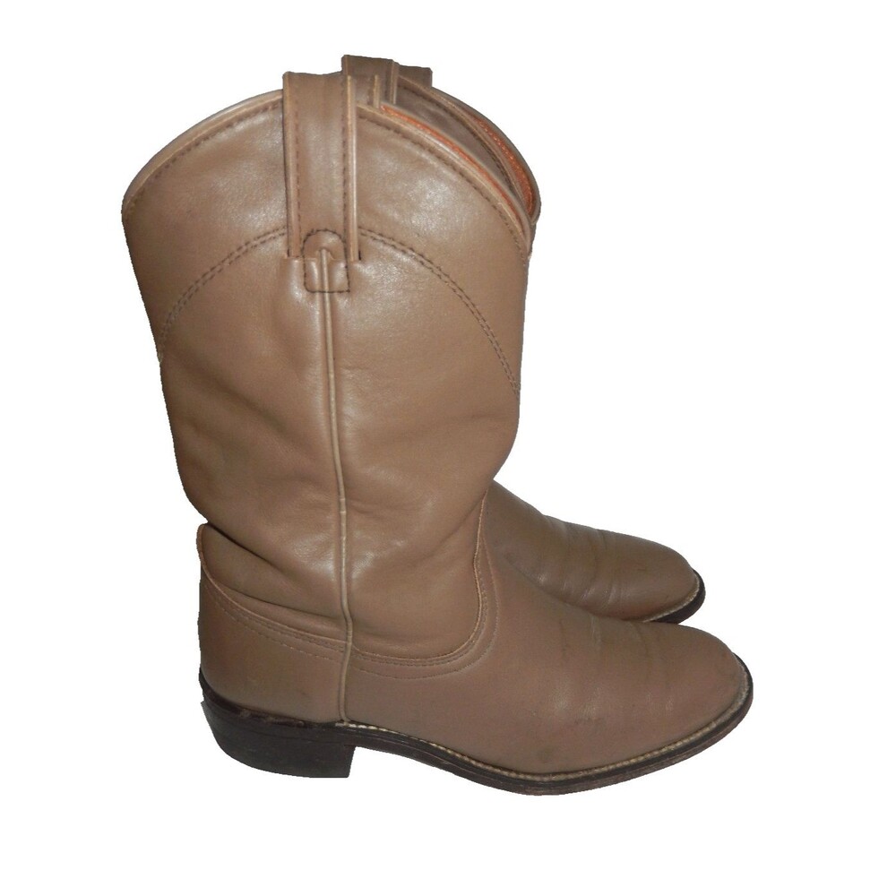 Vintage Wrangler Roper Western Cowgirl Boots Leather Women's 8 M Taupe USA